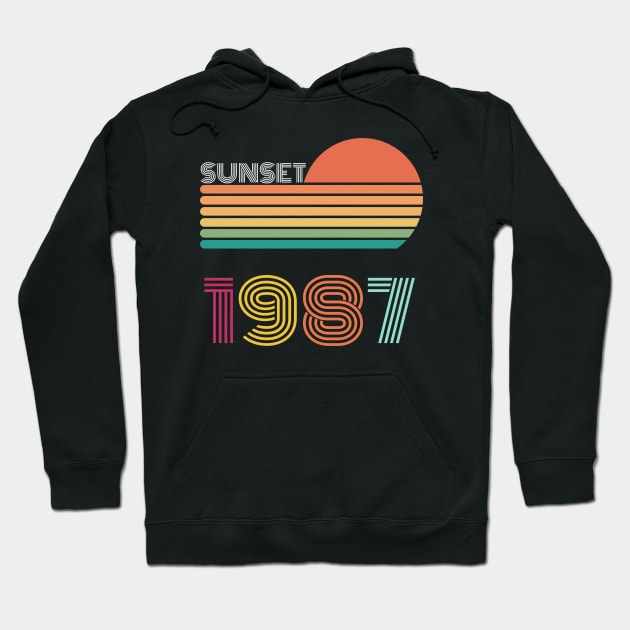 Sunset Retro Vintage 1987 Hoodie by Happysphinx